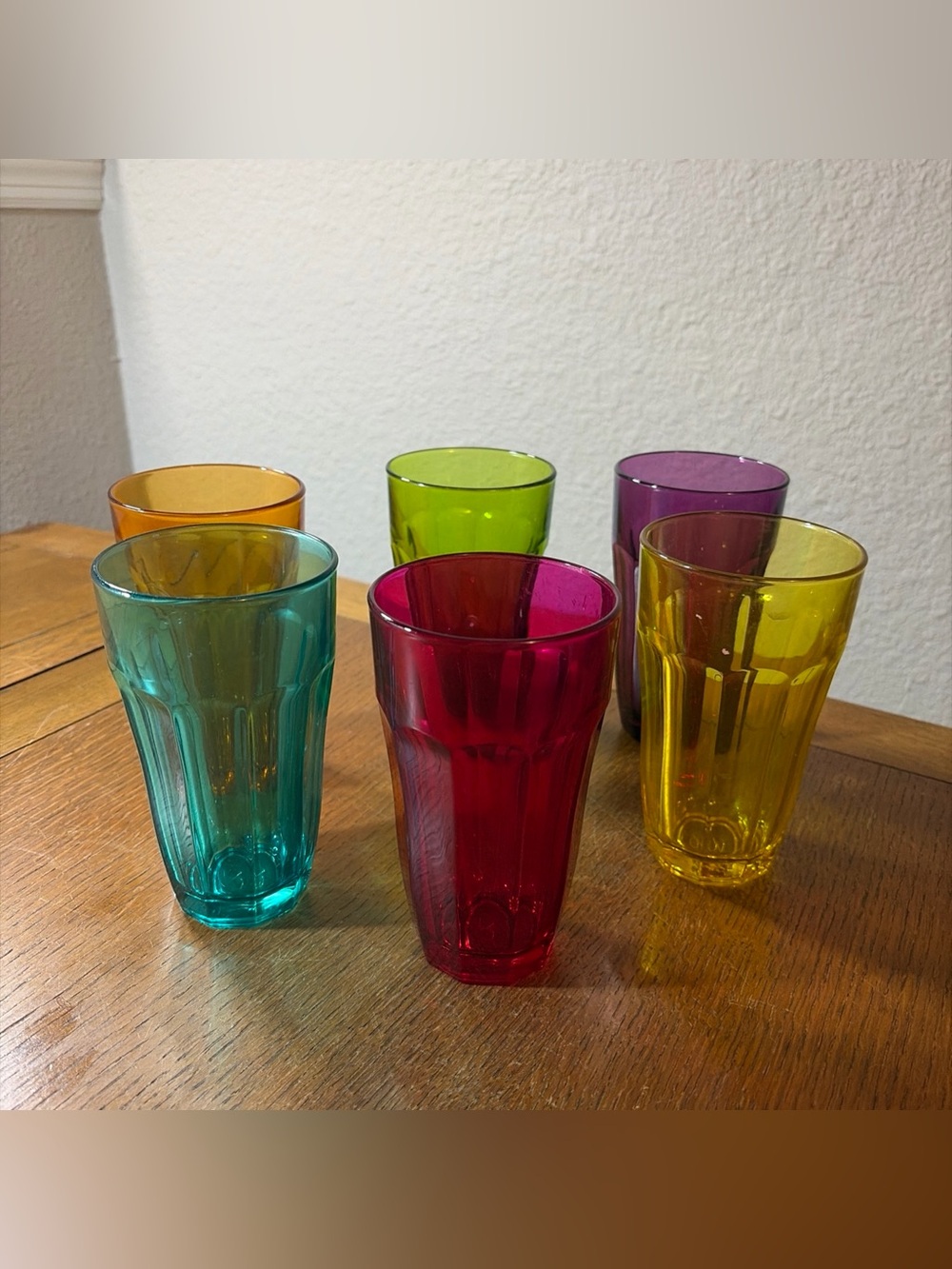 Vintage Circleware Colorful Juice Glasses Set of Six 5 1/2 Inch